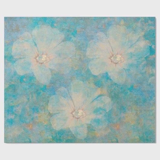 Boho Floral Blue  Botanische muurschildering Cadeaupapier (Vlak)