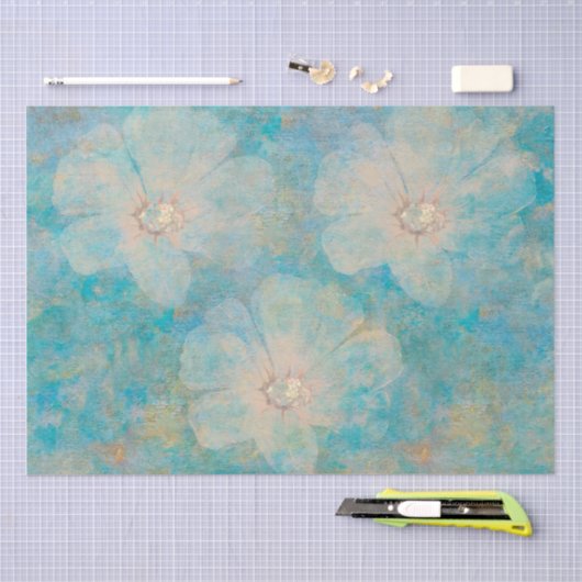 Boho Floral Blue  Botanische muurschildering Tissuepapier (Craft)