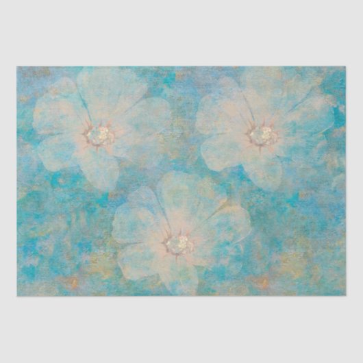 Boho Floral Blue  Botanische muurschildering Tissuepapier (Voorkant)
