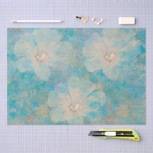 Boho Floral Blue  Botanische muurschildering Tissuepapier (Craft)