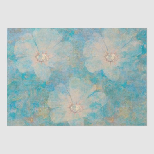 Boho Floral Blue  Botanische muurschildering Tissuepapier (Voorkant)