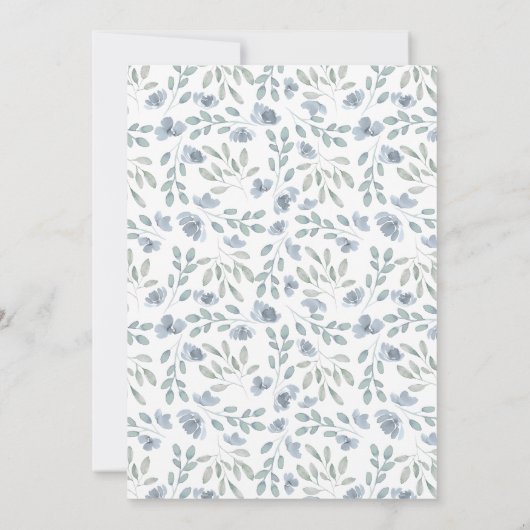 Boho Floral Blue Eucalyptus Weddenschap Kaart (Achterkant)