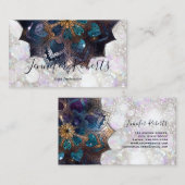 Boho Floral Blue Mandala Chic Glitter Visitekaartje (Voorkant / Achterkant)