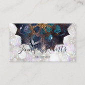 Boho Floral Blue Mandala Chic Glitter Visitekaartje (Voorkant)