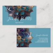 Boho Floral Blue Mandala Chic Modern Visitekaartje (Voorkant / Achterkant)