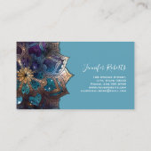 Boho Floral Blue Mandala Chic Modern Visitekaartje (Achterkant)