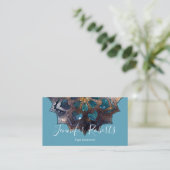 Boho Floral Blue Mandala Chic Modern Visitekaartje (Staand voorkant)