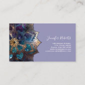 Boho Floral Blue Mandala Chic Paars Visitekaartje (Achterkant)