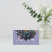 Boho Floral Blue Mandala Chic Paars Visitekaartje (Staand voorkant)