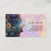 Boho Floral Blue Mandala Chic Pastel Glitter Visitekaartje (Achterkant)