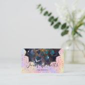 Boho Floral Blue Mandala Chic Pastel Glitter Visitekaartje (Staand voorkant)