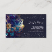 Boho Floral Blue Mandala Chic Sparkle Stars Visitekaartje (Achterkant)