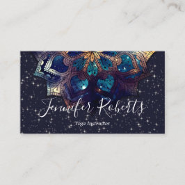 Boho Floral Blue Mandala Chic Sparkle Stars Visitekaartje