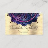 Boho Floral Blue Mandala Chic Yoga Instructor Gold Visitekaartje (Voorkant)