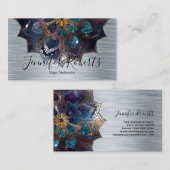 Boho Floral Blue Mandala Chic Yoga Instructor Visitekaartje (Voorkant / Achterkant)