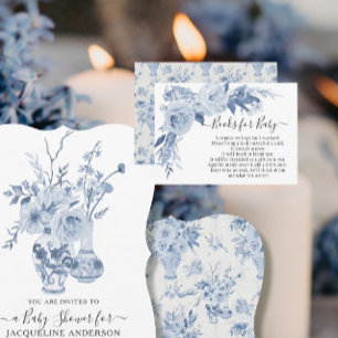 BOHO Floral Blue n White Waterverf Boeken voor Bab Visitekaartje