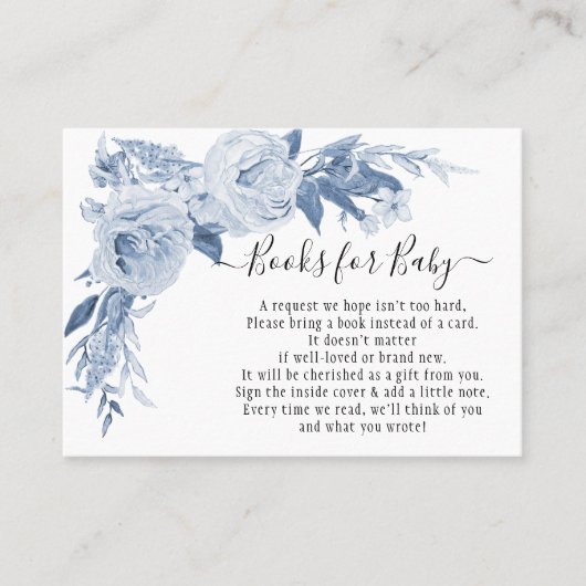 BOHO Floral Blue n White Waterverf Boeken voor Bab Visitekaartje (Voorkant)