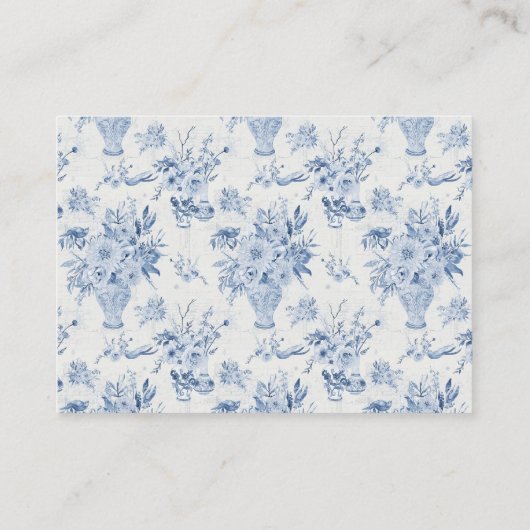 BOHO Floral Blue n White Waterverf Boeken voor Bab Visitekaartje (Achterkant)