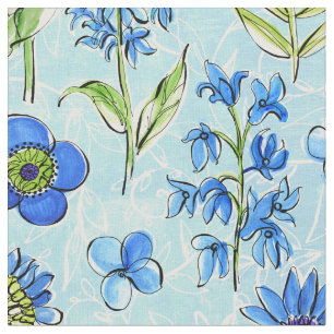 Boho Floral Blue Stof