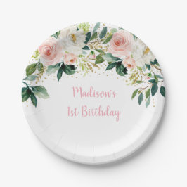 Boho Floral Blush Gold Birthday Papieren Bordje