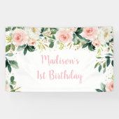 Boho Floral Blush Gold Birthday Spandoek (Horizontaal)