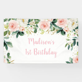 Boho Floral Blush Gold Birthday Spandoek
