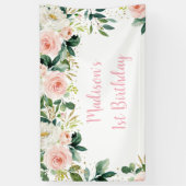 Boho Floral Blush Gold Birthday Spandoek (Verticaal)
