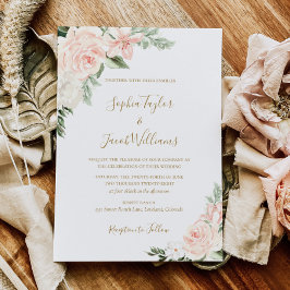 Boho Floral Blush Pink and Sage Green Wedding Kaart