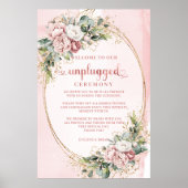 Boho Floral Blush Pink Greenery Unplugged Poster (Voorkant)
