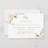 Boho Floral Blush Pink Sage Green met Meal Choice RSVP Kaartje (Voorkant)
