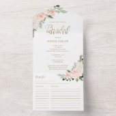 Boho Floral Blush Pink Sage Green Vrijgezellenfees All In One Uitnodiging (Binnen)