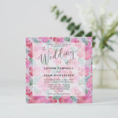 Boho Floral Blush Pink Waterverf Wedding Invite (Staand voorkant)