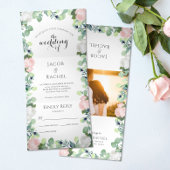 Boho Floral Blush Roses Greenery Wedding Drieluik Uitnodiging