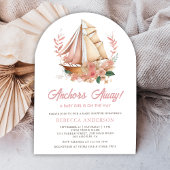 Boho Floral Boat Nautisch Meisje Boog Baby shower Kaart