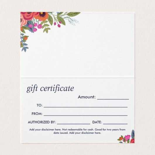 Boho Floral Boeketten - Cadeaubon Kaart (Binnenkant ongevouwen)