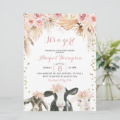 Boho floral boerderij girl baby shower uitnodiging (Staand voorkant)