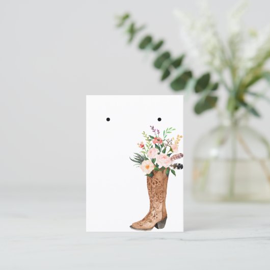 Boho Floral Boot Earring Jewelry Display Custom Visitekaartje (Staand voorkant)