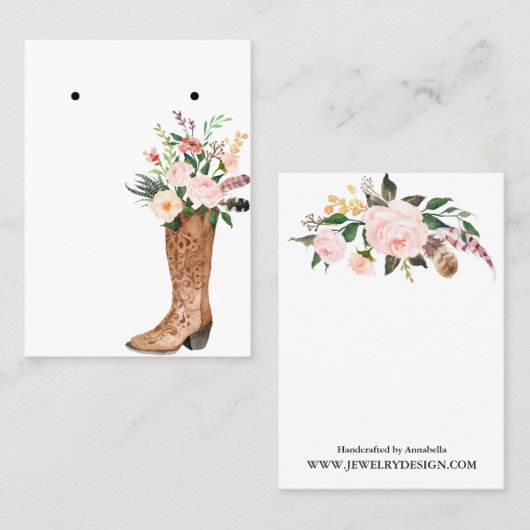 Boho Floral Boot Earring Jewelry Display Custom Visitekaartje (Voorkant / Achterkant)