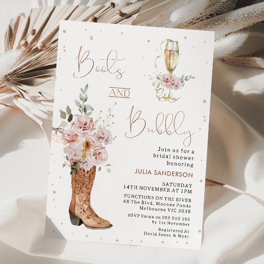 Boho Floral Boot en Brunch Vrijgezellenfeest Kaart