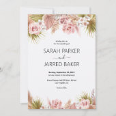 Boho Floral Border Bruiloft Kaart (Voorkant)