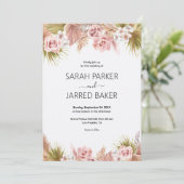 Boho Floral Border Bruiloft Kaart (Staand voorkant)
