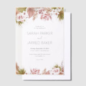 Boho Floral Border Bruiloft Vellum Uitnodigingen (Offset)