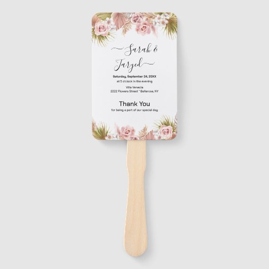 Boho Floral Border Handwaaier (Voorkant)