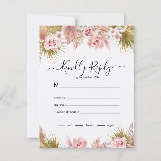 Boho Floral Border RSVP Kaartje (Voorkant)