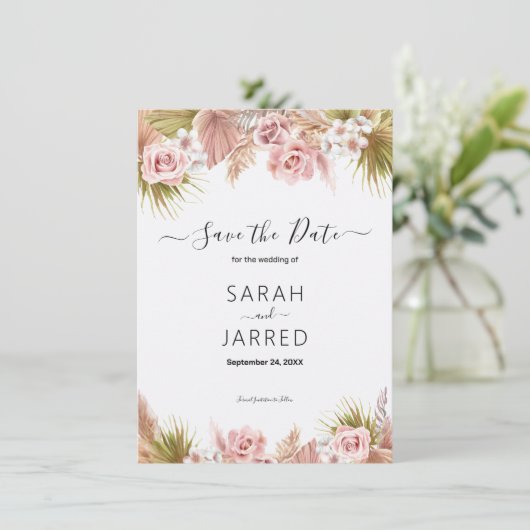 Boho Floral Border Save The Date (Staand voorkant)