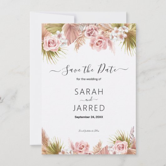 Boho Floral Border Save The Date (Voorkant)