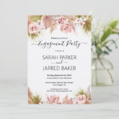 Boho Floral Border Verloving Kaart (Staand voorkant)