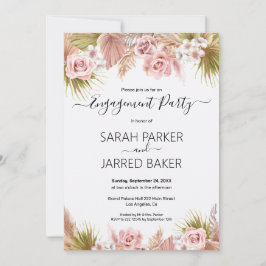 Boho Floral Border Verloving Kaart