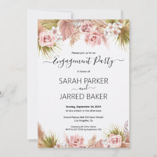 Boho Floral Border Verloving Kaart