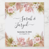 Boho Floral Border Wijn Etiket (Enkel label)